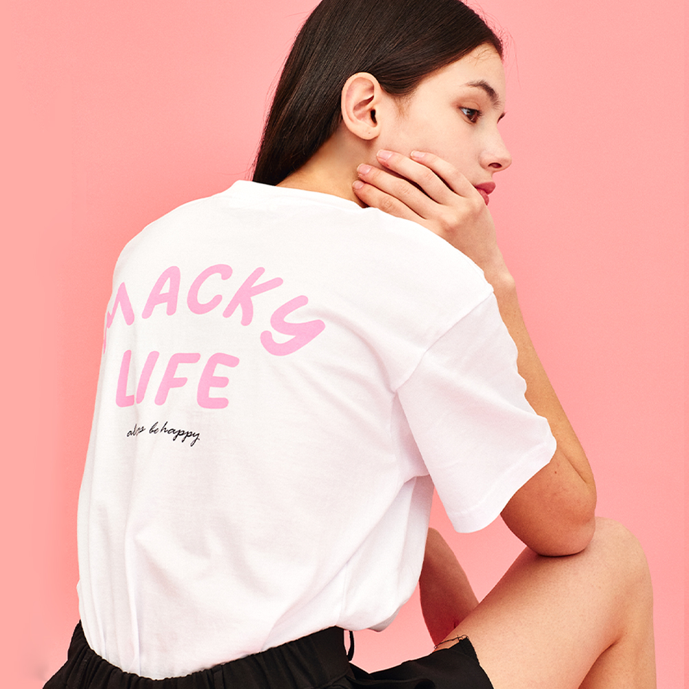 Life patch T-shirt white-pink